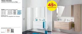 Promoties Trend badkamermeubelen zwevend dubbel meubel met spiegelpaneel - Linie - Geldig van 01/08/2018 tot 02/09/2018 bij X2O