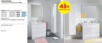 Promoties Figo badkamermeubelen staand dubbel meubel met spiegelpaneel - Linie - Geldig van 01/08/2018 tot 02/09/2018 bij X2O