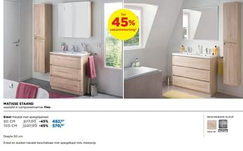 Promoties Matisse badkamermeubelen staand enkel meubel met spiegelpaneel - Linie - Geldig van 01/08/2018 tot 02/09/2018 bij X2O