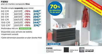 Promotions Fiero plan en marbre composite diva meuble simple suspendu avec miroir - Storke - Valide de 01/08/2018 à 02/09/2018 chez X2O