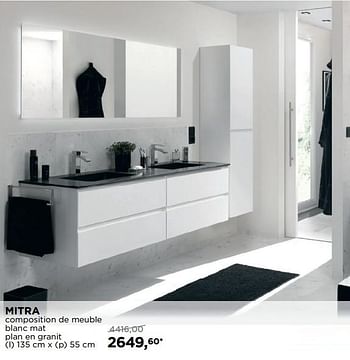 Promoties Mitra composition de meuble blanc mat plan en granit - Balmani - Geldig van 01/08/2018 tot 02/09/2018 bij X2O
