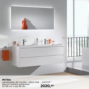 Promotions Mitra composition de meuble - blanc mat plan en marbre composite - Balmani - Valide de 01/08/2018 à 02/09/2018 chez X2O