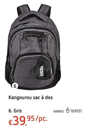 Kangourou Kangourou sac dos gris En promotion chez Dreamland