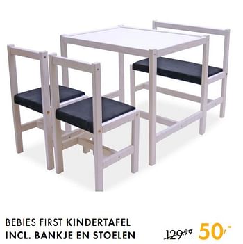 Promoties Bebies first kindertafel incl. bankje en stoelen - bebiesfirst - Geldig van 22/07/2018 tot 18/08/2018 bij Baby & Tiener Megastore