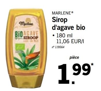 Promotions Sirop d`agave bio - Marlene - Valide de 30/07/2018 à 04/08/2018 chez Lidl