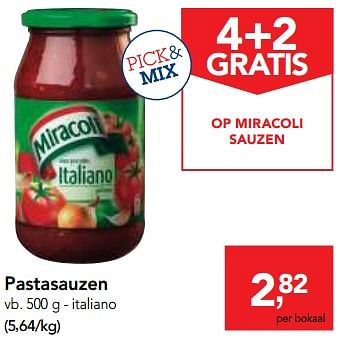 Promoties Pastasauzen italiano - Miracoli - Geldig van 01/08/2018 tot 14/08/2018 bij Makro
