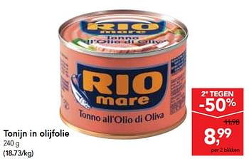 Promoties Tonijn in olijfolie - Rio Mare - Geldig van 01/08/2018 tot 14/08/2018 bij Makro