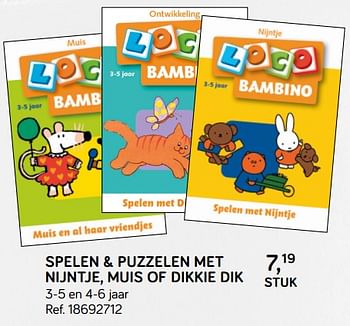 Promoties Spelen + puzzelen met 49 nijntje, muis of dikkie dik - Huismerk - Supra Bazar - Geldig van 31/07/2018 tot 11/09/2018 bij Supra Bazar