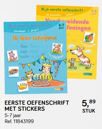 Promotions Eerste oefenschrift met stickers - Produit maison - Supra Bazar - Valide de 31/07/2018 à 11/09/2018 chez Supra Bazar