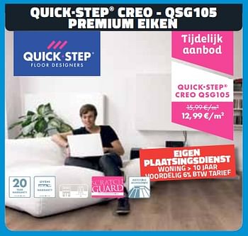Promoties Quick·step creo - qsg105 premium eiken - QuickStep - Geldig van 01/08/2018 tot 31/08/2018 bij Bouwcenter Frans Vlaeminck