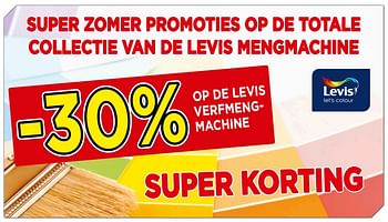 Promoties -30% op de levis verfmengmachine - Levis - Geldig van 01/08/2018 tot 31/08/2018 bij Bouwcenter Frans Vlaeminck