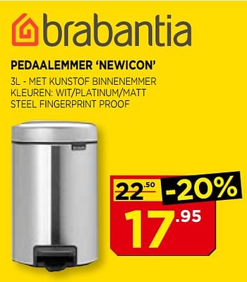 Promoties Pedaalemmer newicon - Brabantia - Geldig van 01/08/2018 tot 31/08/2018 bij Bouwcenter Frans Vlaeminck