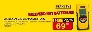 Promoties Stanley laserafstandsmeter tlm9 - Stanley - Geldig van 01/08/2018 tot 31/08/2018 bij Bouwcenter Frans Vlaeminck