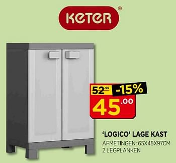 Promoties Logico lage kast - Keter - Geldig van 01/08/2018 tot 31/08/2018 bij Bouwcenter Frans Vlaeminck