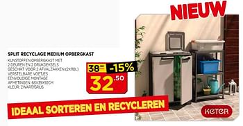 Promoties Split recyclage medium opbergkast - Keter - Geldig van 01/08/2018 tot 31/08/2018 bij Bouwcenter Frans Vlaeminck
