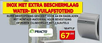 Promoties Brievenbus seattle - Practo - Geldig van 01/08/2018 tot 31/08/2018 bij Bouwcenter Frans Vlaeminck