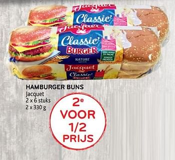 Promoties Hamburger buns jacquet 2e voor 1-2 prijs - Huismerk - Alvo - Geldig van 01/08/2018 tot 07/08/2018 bij Alvo