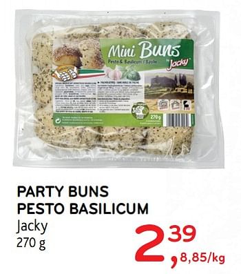Promoties Party buns pesto basilicum - Jacky - Geldig van 08/08/2018 tot 14/08/2018 bij Alvo