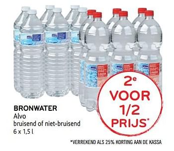 Promoties Bronwater alvo 2e voor 1-2 prijs - Huismerk - Alvo - Geldig van 01/08/2018 tot 14/08/2018 bij Alvo