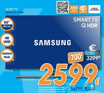 Promotions Samsung qled tv qe65q7f (2018) - Samsung - Valide de 01/08/2018 à 15/08/2018 chez Krefel