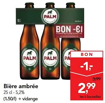 Promotions Bière ambrée - Palm - Valide de 01/08/2018 à 14/08/2018 chez Makro