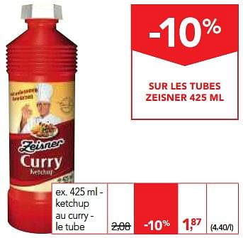 Promotions Ketchup au curry - Zeisner - Valide de 01/08/2018 à 14/08/2018 chez Makro