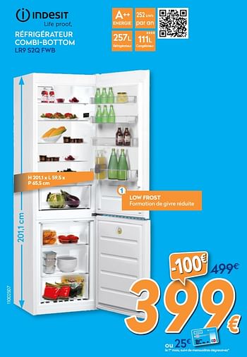 Promotions Indesit réfrigérateur combi-bottom lr9 s2q fwb - Indesit - Valide de 01/08/2018 à 15/08/2018 chez Krefel