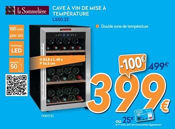 Promoties La sommeliere cave à vin de mise à température ls50.2z - La Sommeliere - Geldig van 01/08/2018 tot 15/08/2018 bij Krefel