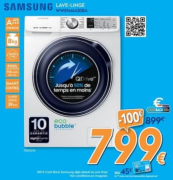 Promotions Samsung lave-linge ww81m6420ba - Samsung - Valide de 01/08/2018 à 15/08/2018 chez Krefel