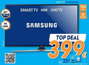 Promotions Samsung led tv ue40mu6120 - Samsung - Valide de 01/08/2018 à 15/08/2018 chez Krefel
