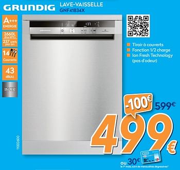 Promotions Grundig lave-vaisselle gnf41834x - Grundig - Valide de 01/08/2018 à 15/08/2018 chez Krefel