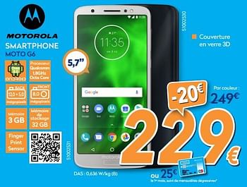 Promotions Motorola smartphone moto g6 - Motorola - Valide de 01/08/2018 à 15/08/2018 chez Krefel