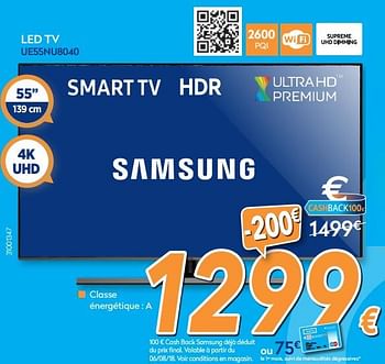 Promotions Samsung led tv ue55nu8040 - Samsung - Valide de 01/08/2018 à 15/08/2018 chez Krefel