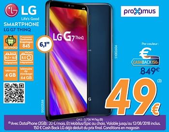 Promotions Smartphone lg g7 thinq - LG - Valide de 01/08/2018 à 15/08/2018 chez Krefel