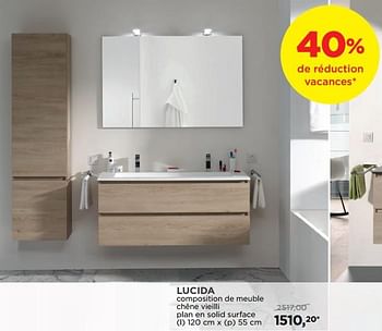 Promotions Lucida composition de meuble chêne vieilli plan en solid surface - Balmani - Valide de 01/08/2018 à 02/09/2018 chez X2O