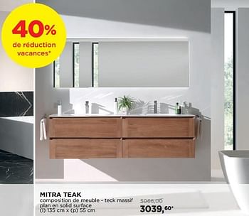 Promotions Mitra teak composition de meuble - teck massif plan en solid surface - Balmani - Valide de 01/08/2018 à 02/09/2018 chez X2O