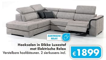 Promoties Hoeksalon in dikke luxestof met elektrische relax - Huismerk - O & O Trendy Wonen - Geldig van 01/08/2018 tot 14/10/2018 bij O & O Trendy Wonen