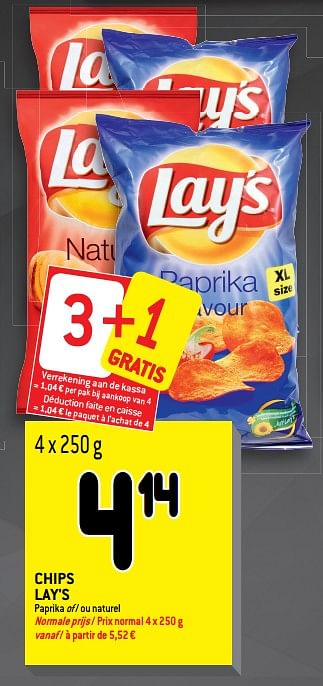Promoties Chips lay`s - Lay's - Geldig van 01/08/2018 tot 14/08/2018 bij Match