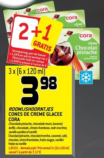 Promoties Roomijshoorntjes cones de creme glacee cora - Huismerk - Match - Geldig van 01/08/2018 tot 14/08/2018 bij Match