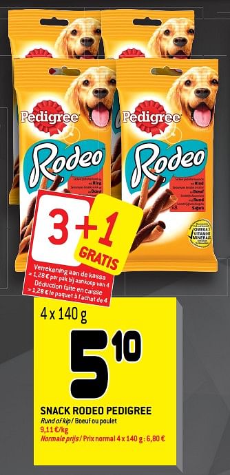 Promoties Snack rodeo pedigree - Pedigree - Geldig van 01/08/2018 tot 14/08/2018 bij Match