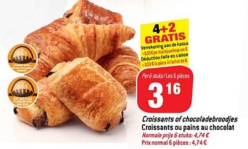 Promotions Croissants of chocoladebroodjes croissants ou pains au chocolat - Produit maison - Match - Valide de 01/08/2018 à 14/08/2018 chez Match
