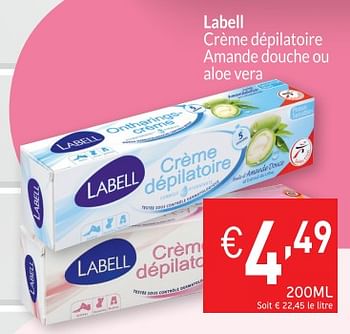 Promotions Labell crème dépilatoire amande douche ou aloe vera - Labell - Valide de 01/08/2018 à 27/08/2018 chez Intermarche