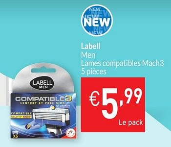 Promoties Labell men lames compatibles mach3 - Labell - Geldig van 01/08/2018 tot 27/08/2018 bij Intermarche