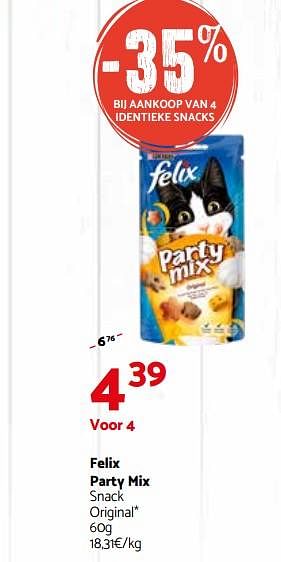 Promoties Felix party mix snack original - Felix - Geldig van 01/08/2018 tot 12/08/2018 bij Tom&Co