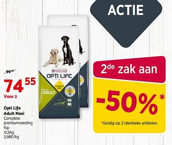 Promoties Opti life adult maxi complete premiumvoeding kip - Versele-Laga - Geldig van 01/08/2018 tot 12/08/2018 bij Tom&Co