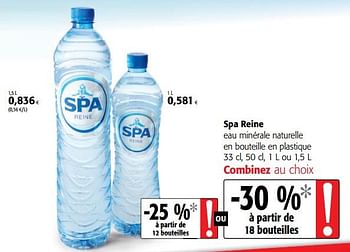 Promotions Spa reine eau minérale naturelle en bouteille en plastique - Spa - Valide de 01/08/2018 à 15/08/2018 chez Colruyt