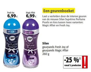 Promoties Silan geurparels fresh joy of geurparels magic affair - Silan - Geldig van 01/08/2018 tot 15/08/2018 bij Colruyt