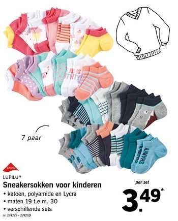 Promoties Sneakersokken voor kinderen - Lupilu - Geldig van 02/08/2018 tot 25/08/2018 bij Lidl