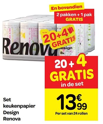 Promotions Set keukenpapier design renova - Renova - Valide de 01/08/2018 à 13/09/2018 chez Carrefour