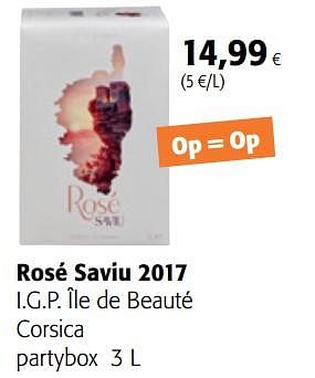 Promoties Rosé saviu 2017 i.g.p. île de beauté corsica - Rode wijnen - Geldig van 01/08/2018 tot 15/08/2018 bij Colruyt